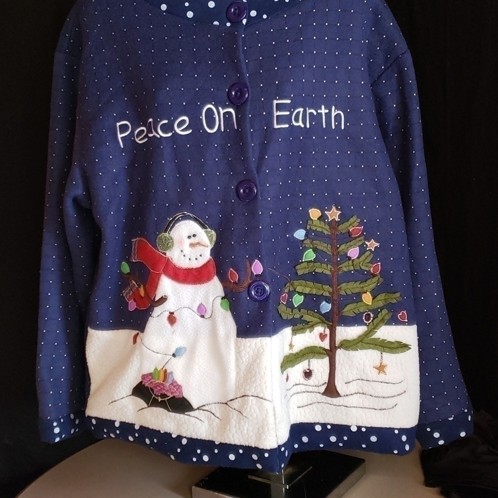 Fleece Jacket Fully Lined Peace On Earth OSFM